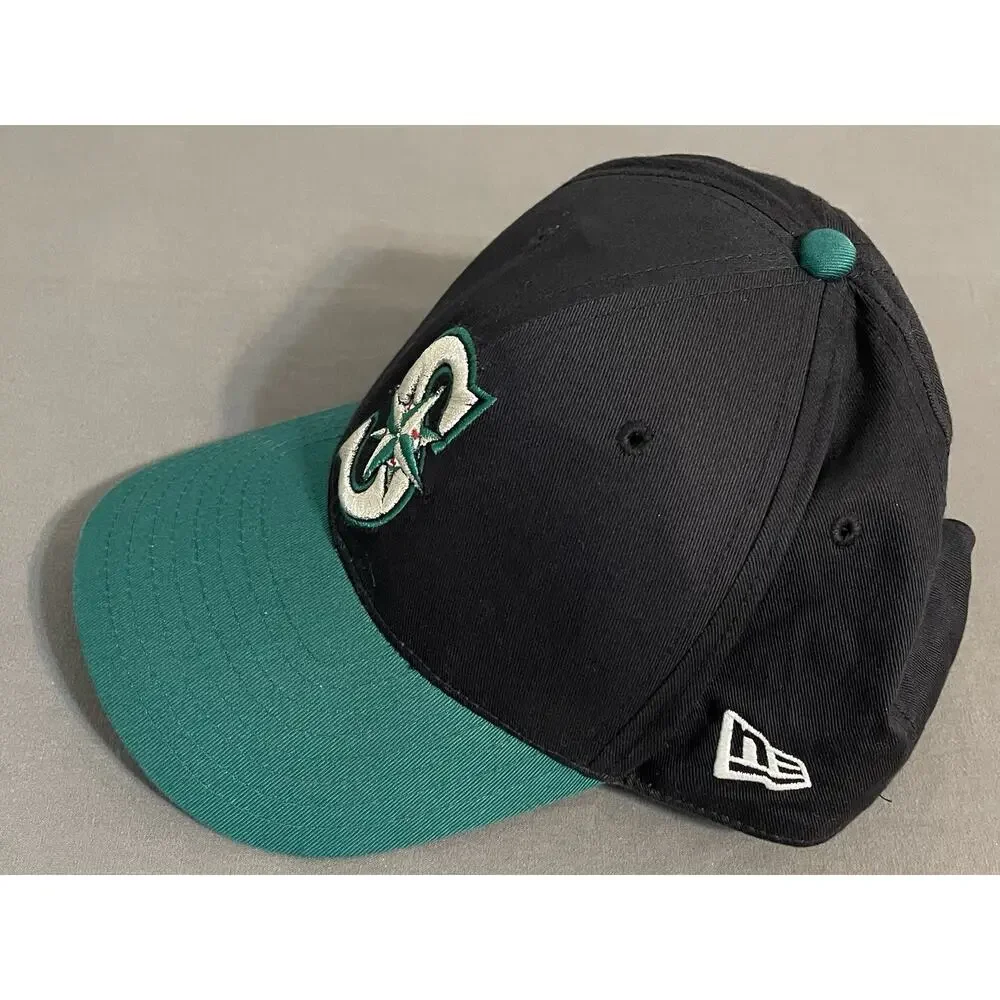 Seattle Mariners New Era Snapback Hat Black Teal Compass Logo Adult